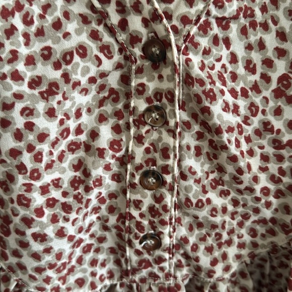 Mimi + Daphne brown leopard print boho babydoll blouse top size M - Picture 5 of 8
